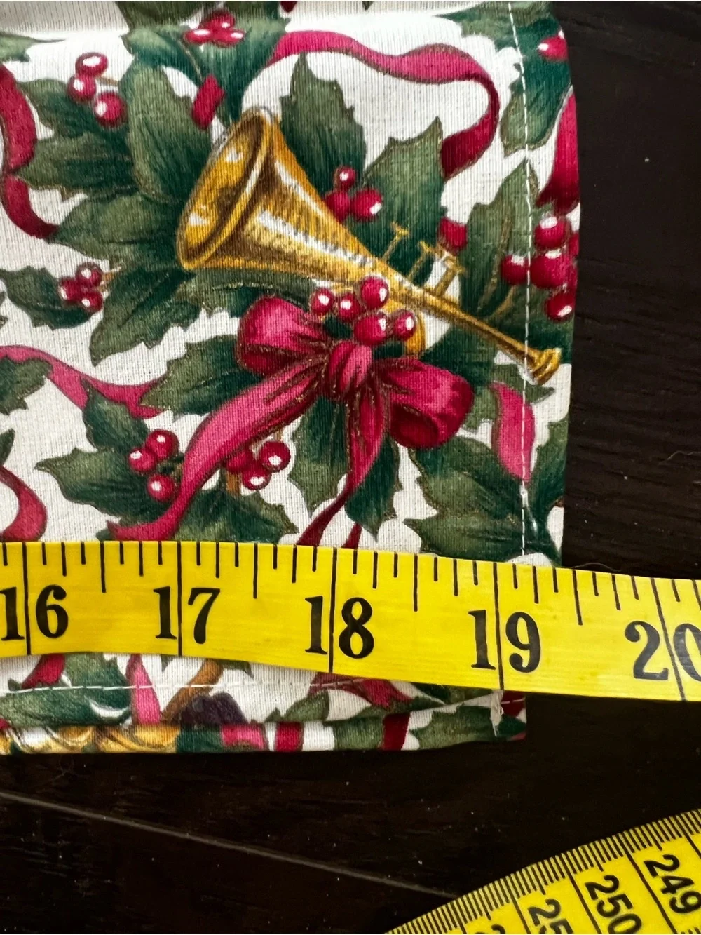 Longaberger Holiday Holly Bells Red Green Gold Napkins